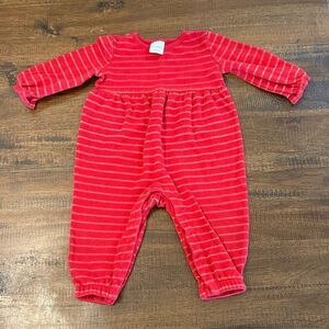Hanna Andersson Red and Gold Striped Baby romper